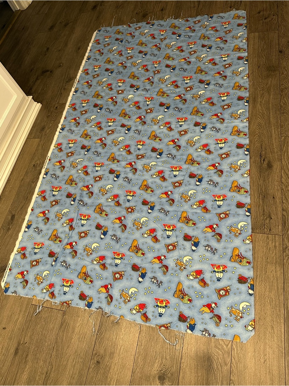 Cozy Blue Cartoon Pattern Fleece 
Material
62”x40”